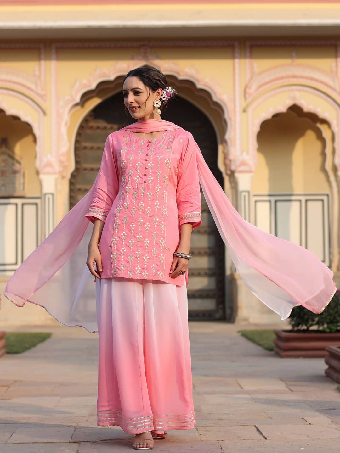 Juniper Viscose Solid Kurti With Pants Women's Stitched Salwar Suit - Pink ( Pack of 1 ) Juniper Viscose Solid Kurti With Pants Women's Stitched Salwar Suit - Pink ( Pack of 1 )