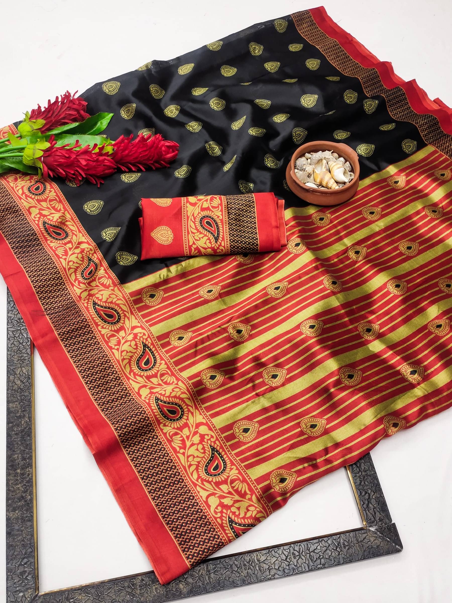 Kanooda Prints Art Silk Printed Saree With Unstitched Blouse Piece ( Multicolor ) Kanooda Prints Art Silk Printed Saree With Unstitched Blouse Piece ( Multicolor )