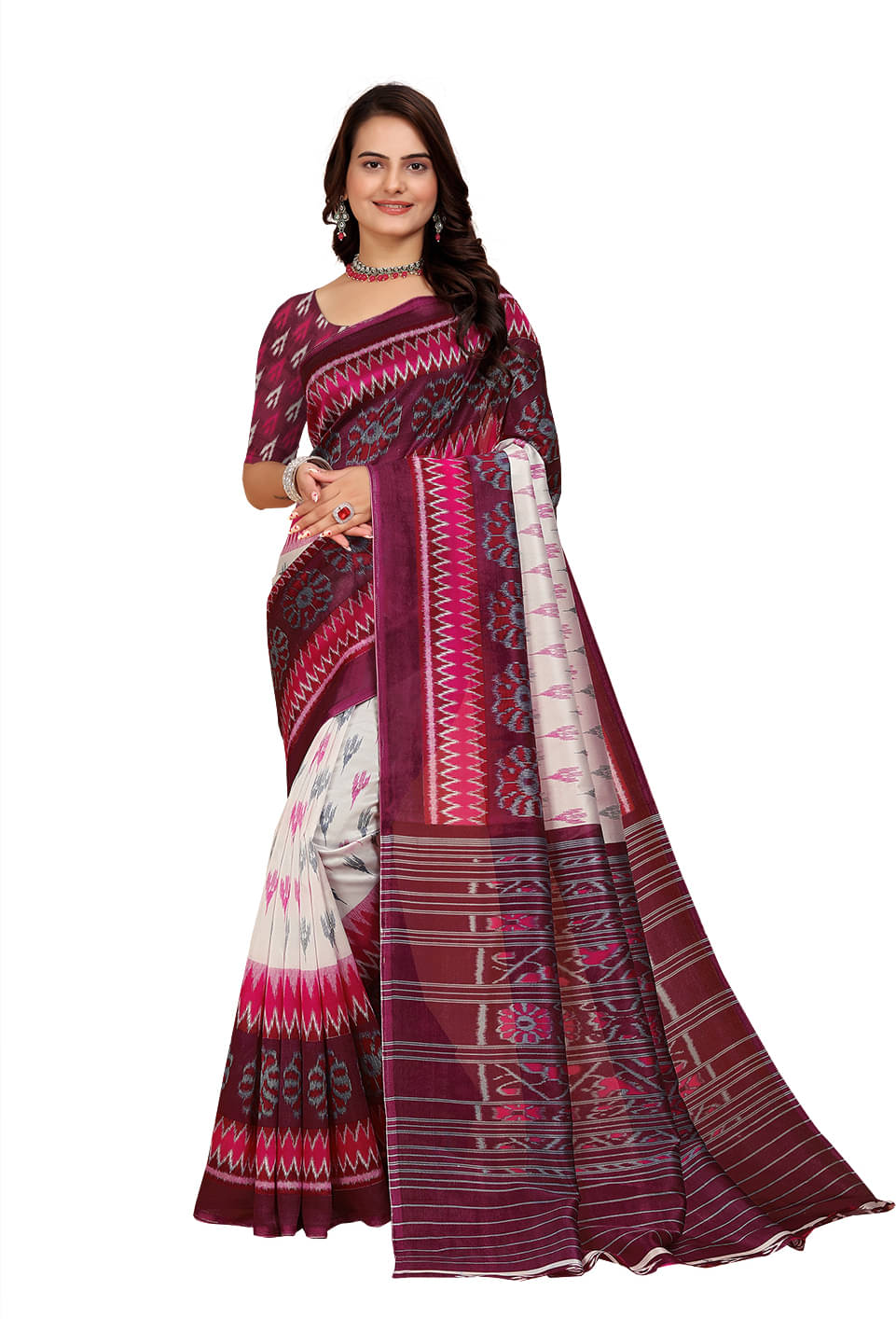     			Kanooda Prints Art Silk Printed Saree With Unstitched Blouse Piece ( Multicolor )