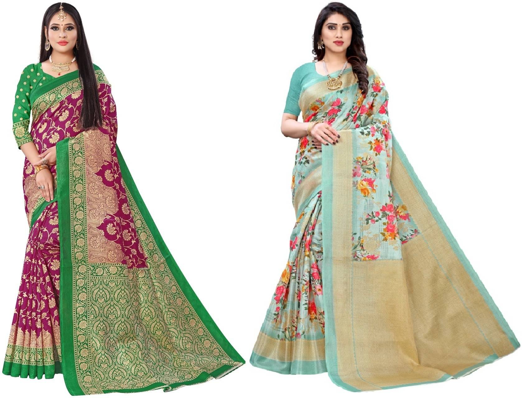    			Kanooda Prints Art Silk Printed Saree With Unstitched Blouse Piece ( Multicolor )