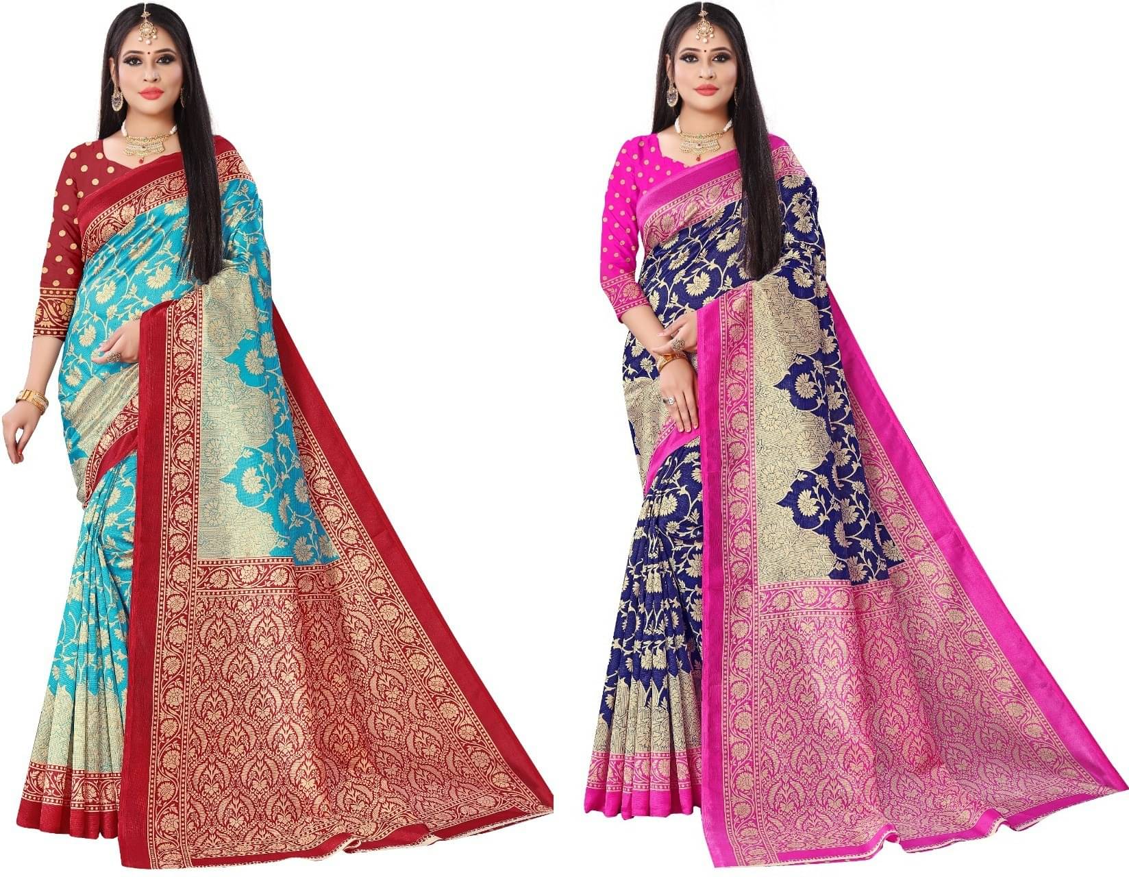 Kanooda Prints Art Silk Printed Saree With Unstitched Blouse Piece ( Multicolor ) Kanooda Prints Art Silk Printed Saree With Unstitched Blouse Piece ( Multicolor )