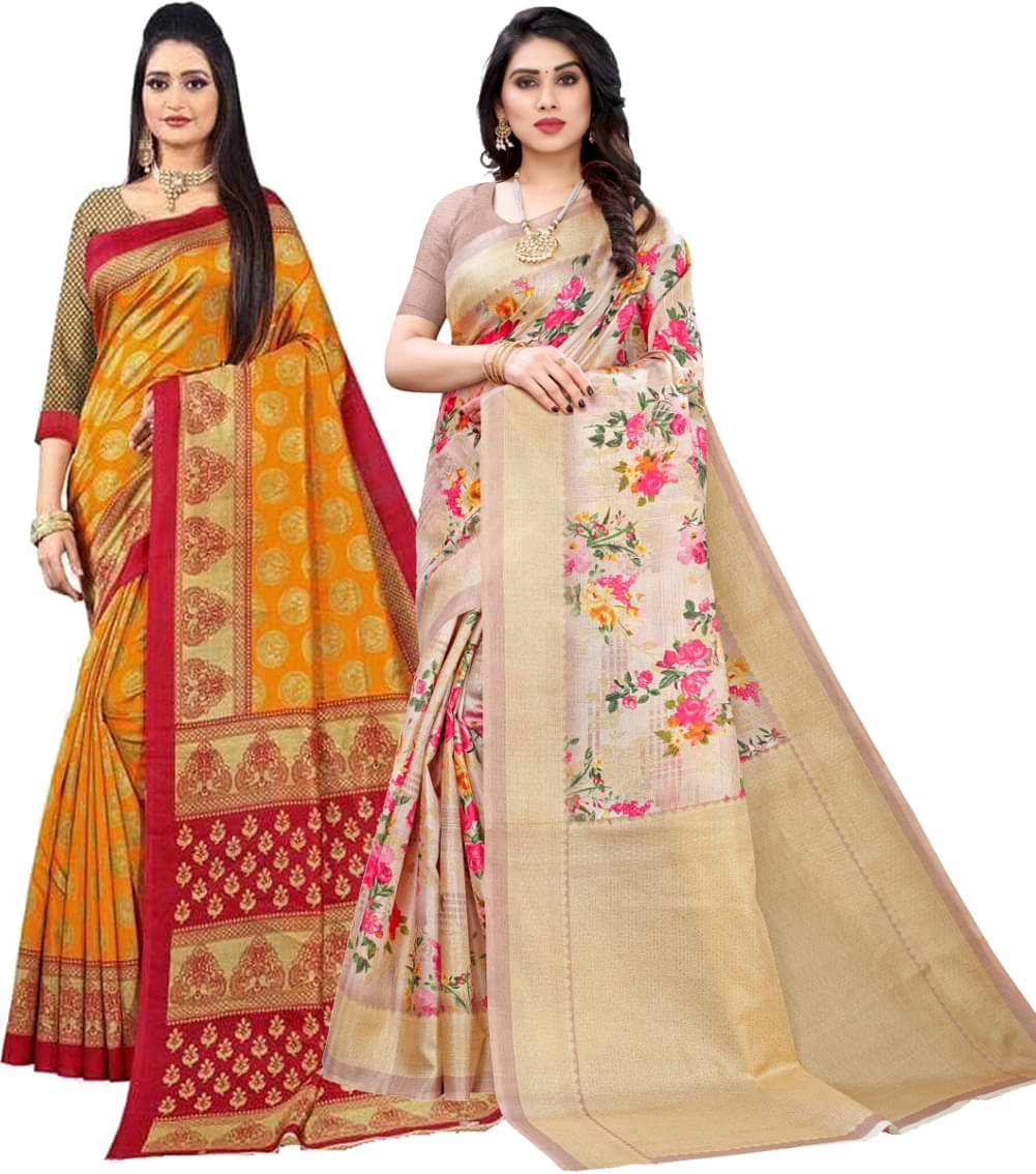     			Kanooda Prints Art Silk Printed Saree With Unstitched Blouse Piece ( Multicolor )