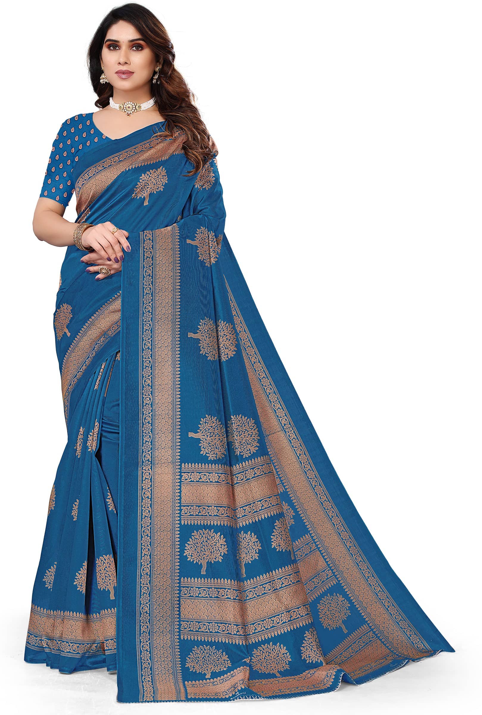 Kanooda Prints Art Silk Printed Saree With Unstitched Blouse Piece ( Multicolor ) - Sarees | Buy online on ZillyBuy