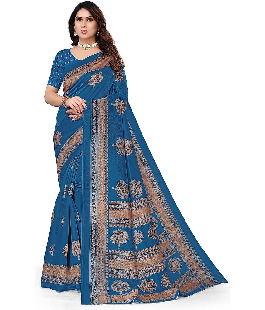 Kanooda Prints Art Silk Printed Saree With Unstitched Blouse Piece ( Multicolor ) - Sarees | Buy online on ZillyBuy