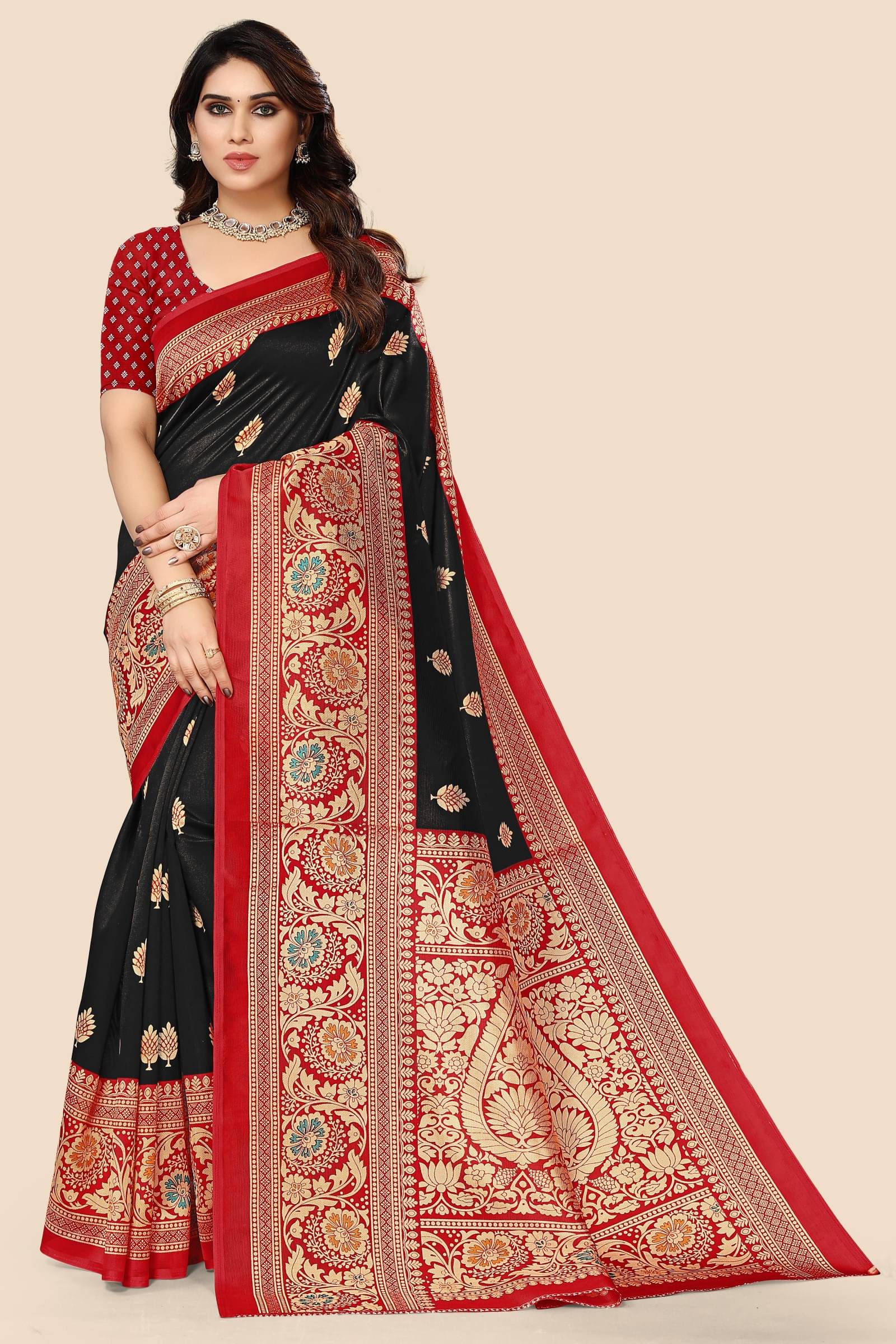     			Kanooda Prints Art Silk Printed Saree With Unstitched Blouse Piece ( Multicolor )