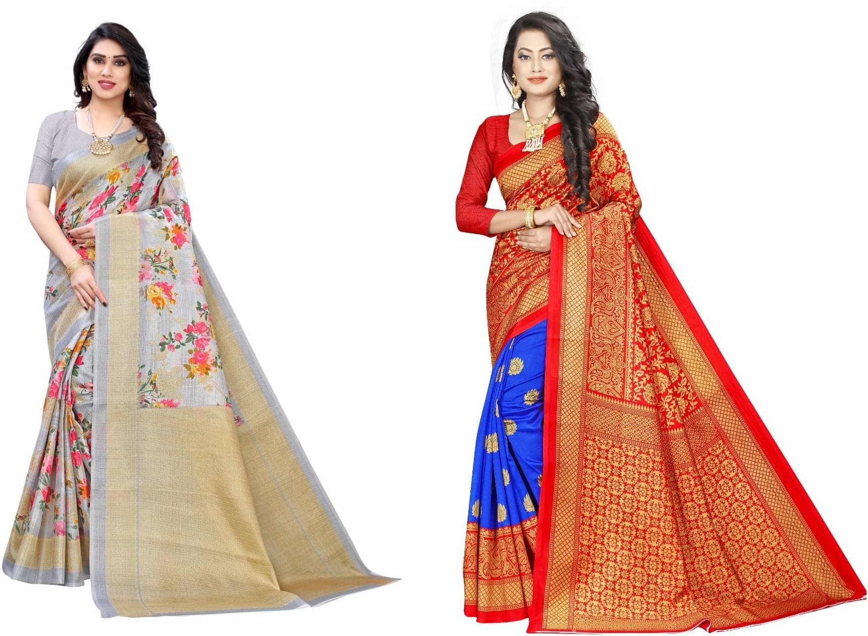     			Kanooda Prints Art Silk Printed Saree With Unstitched Blouse Piece ( Multicolor )
