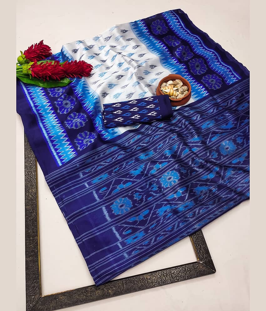 Kanooda Prints Art Silk Printed Saree With Unstitched Blouse Piece ( Blue ) - Sarees | Buy online on ZillyBuy