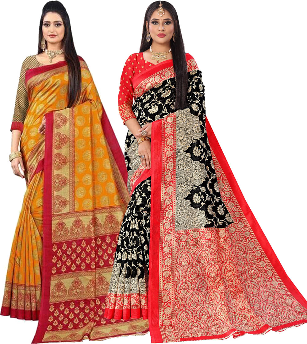     			Kanooda Prints Art Silk Printed Saree With Unstitched Blouse Piece ( Multicolor )