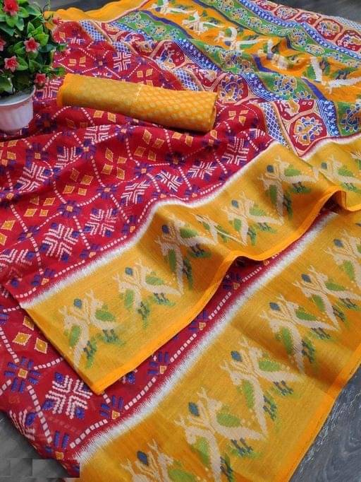     			Kanooda Prints Art Silk Printed Saree With Unstitched Blouse Piece ( Multicolor )