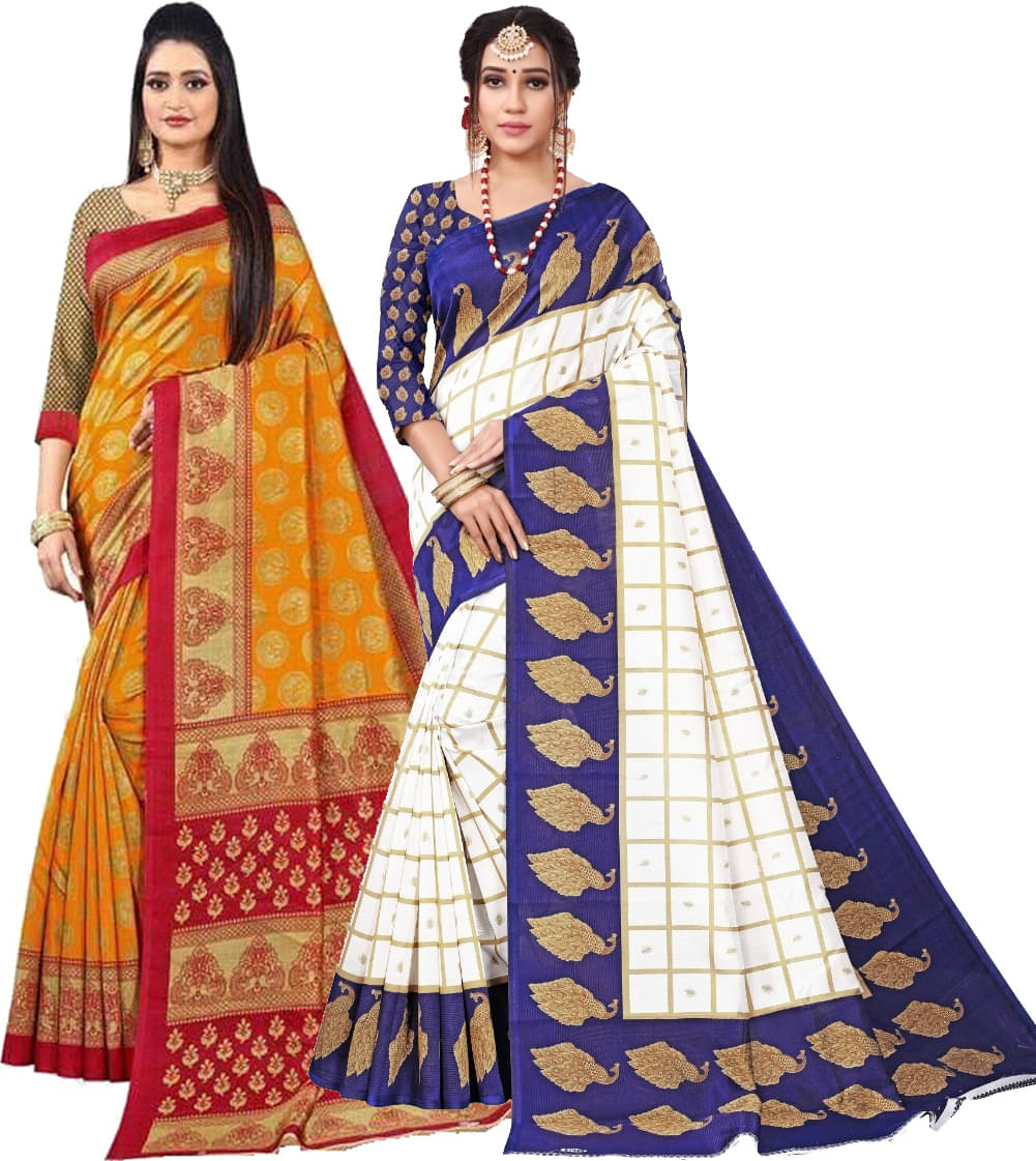     			Kanooda Prints Art Silk Printed Saree With Unstitched Blouse Piece ( Multicolor )