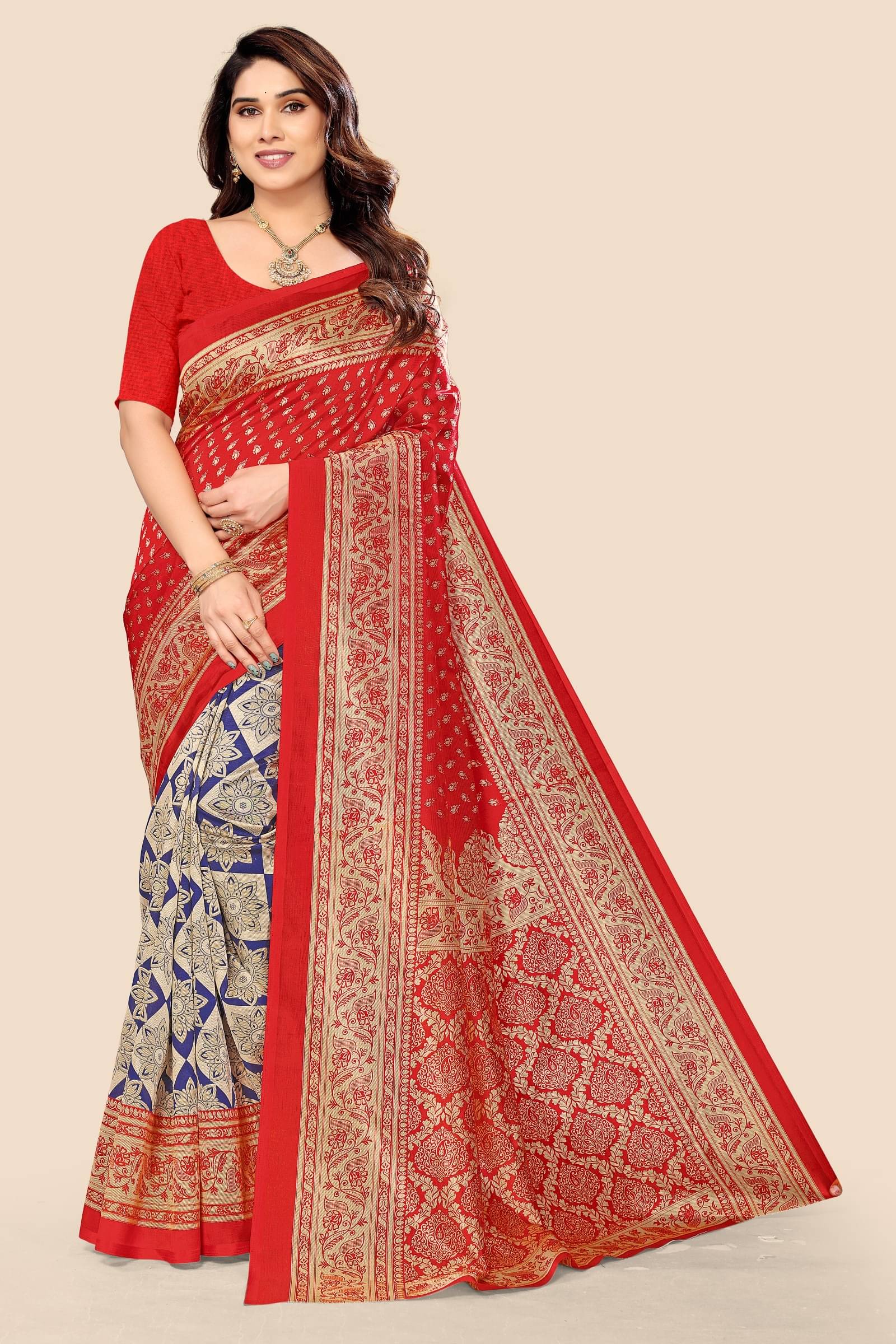 Kanooda Prints Art Silk Printed Saree With Unstitched Blouse Piece ( Multicolor ) Kanooda Prints Art Silk Printed Saree With Unstitched Blouse Piece ( Multicolor )