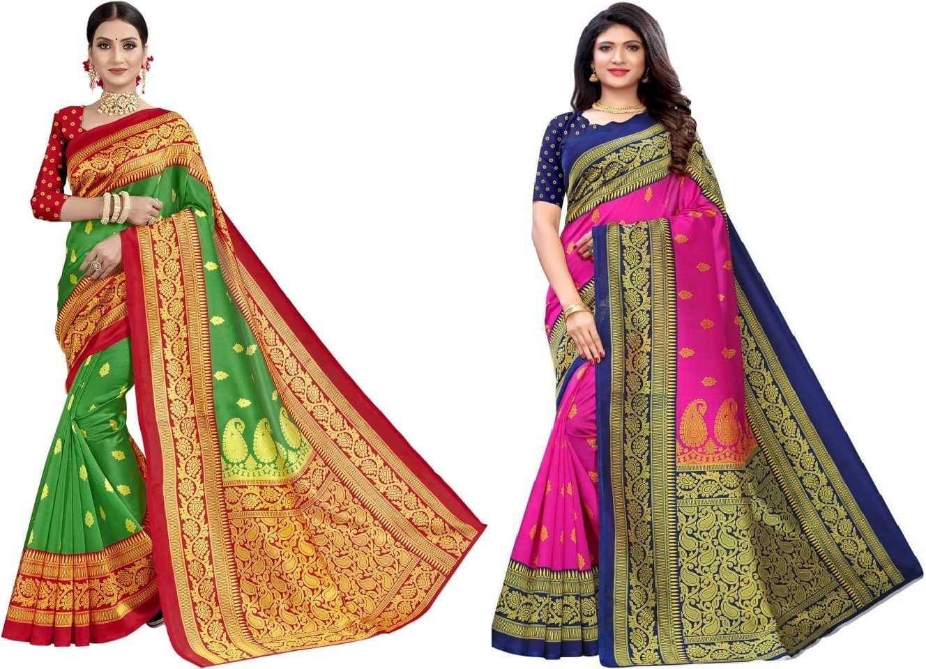     			Kanooda Prints Art Silk Printed Saree With Unstitched Blouse Piece ( Multicolor )