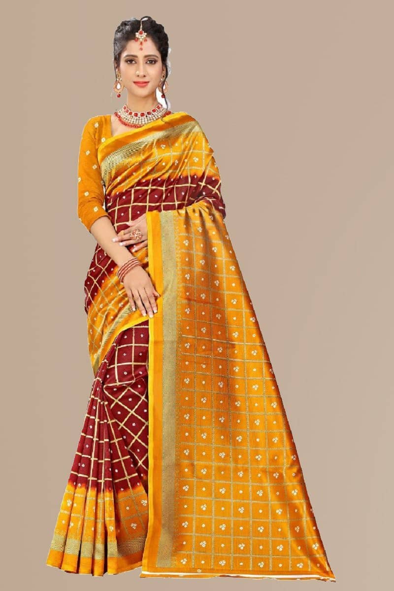 Kanooda Prints Art Silk Printed Saree With Unstitched Blouse Piece ( Multicolor ) - Sarees | Buy online on ZillyBuy