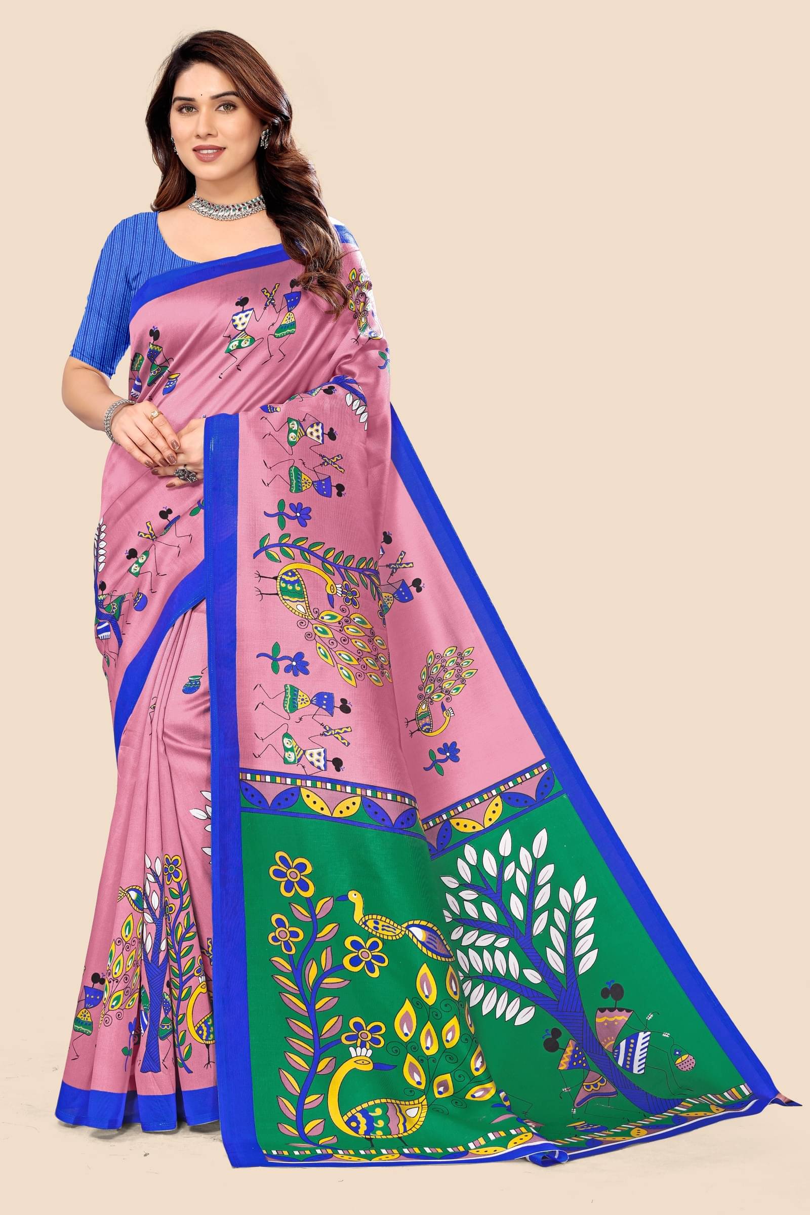 Kanooda Prints Art Silk Printed Saree With Unstitched Blouse Piece ( Multicolor ) Kanooda Prints Art Silk Printed Saree With Unstitched Blouse Piece ( Multicolor )