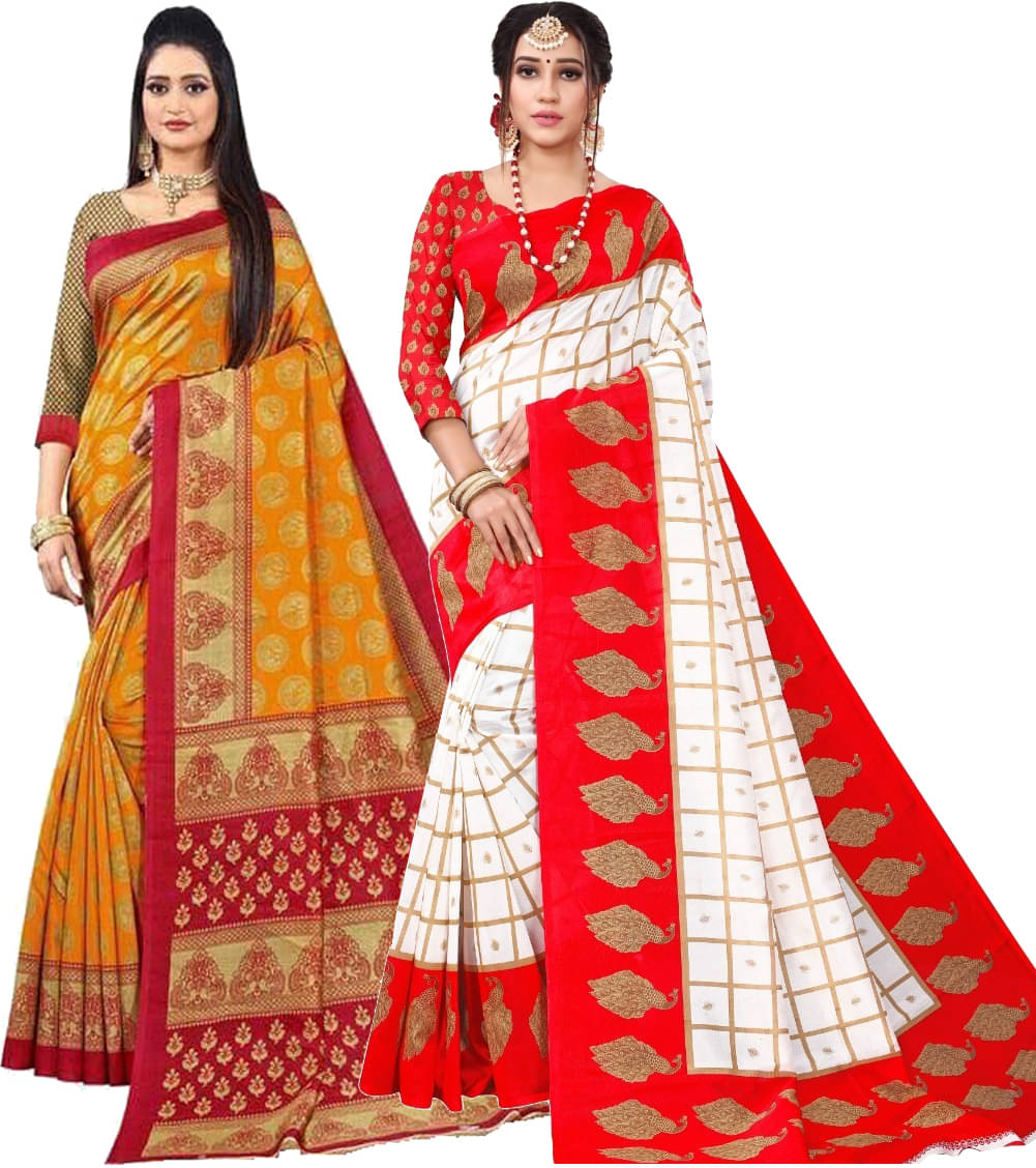     			Kanooda Prints Art Silk Printed Saree With Unstitched Blouse Piece ( Multicolor )