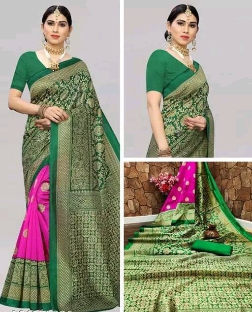 Kanooda Prints Art Silk Printed Saree With Unstitched Blouse Piece ( Multicolor ) - Sarees | Buy online on ZillyBuy