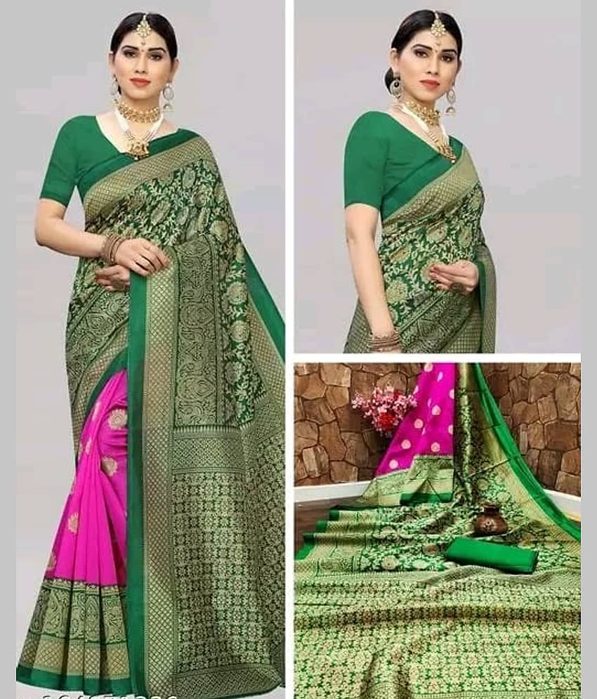 Kanooda Prints Art Silk Printed Saree With Unstitched Blouse Piece ( Multicolor ) - Sarees | Buy online on ZillyBuy