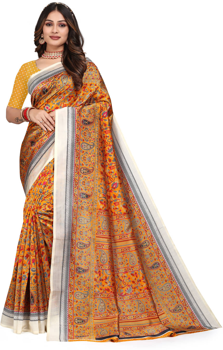     			Kanooda Prints Art Silk Printed Saree With Unstitched Blouse Piece ( Multicolor )