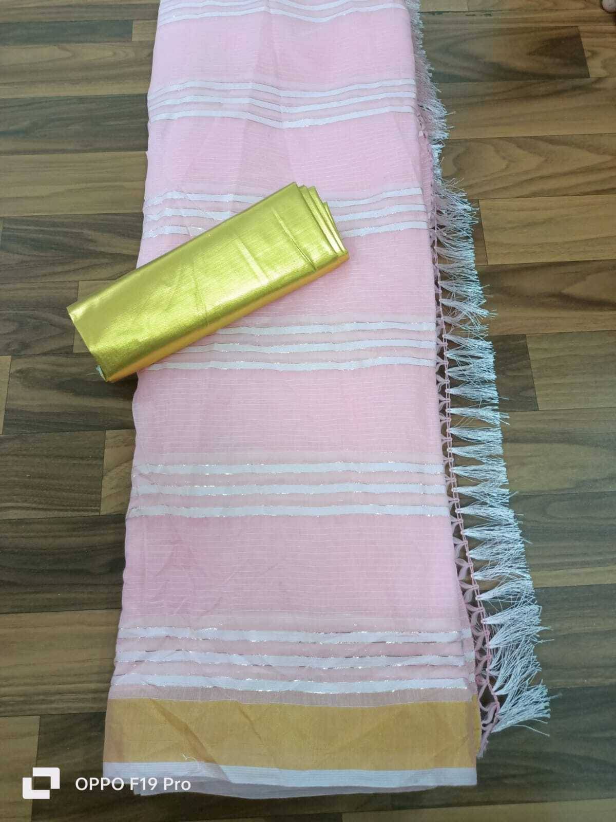     			Kanooda Prints Chanderi Woven Saree With Unstitched Blouse Piece ( Multicolor )