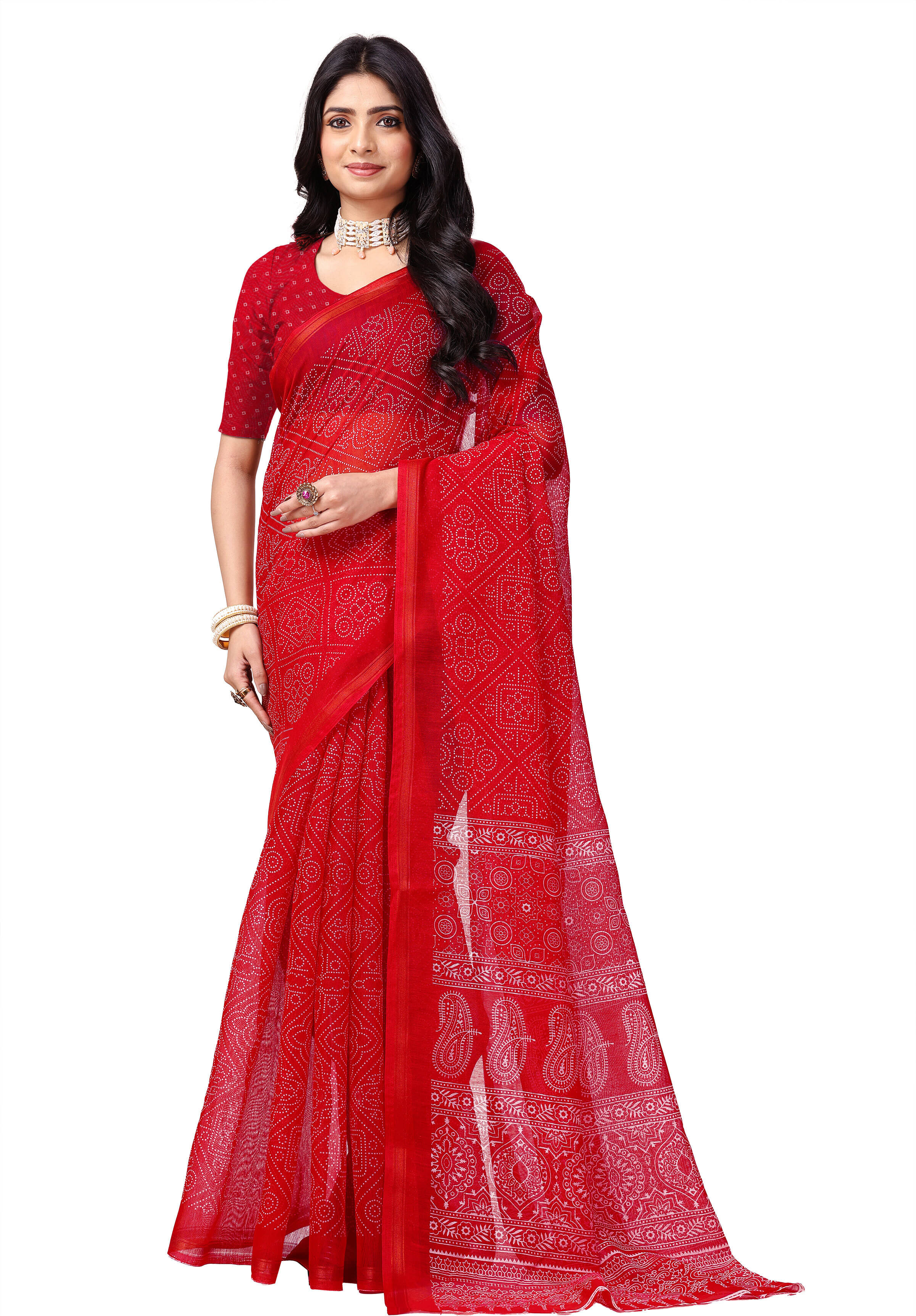 Kanooda Prints Cotton Blend Printed Saree With Unstitched Blouse Piece ( Multicolor ) Kanooda Prints Cotton Blend Printed Saree With Unstitched Blouse Piece ( Multicolor )