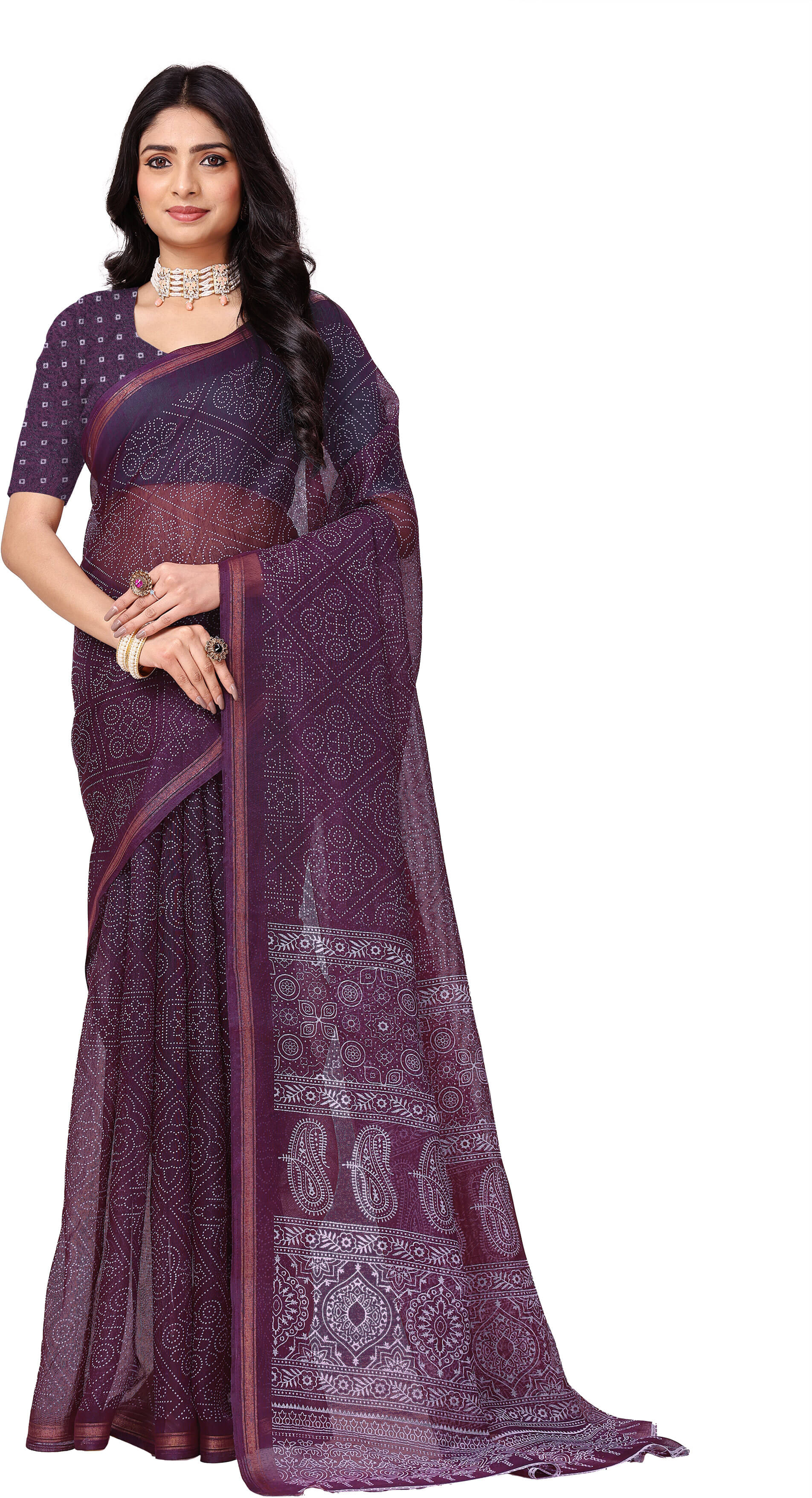 Kanooda Prints Cotton Blend Printed Saree With Unstitched Blouse Piece ( Multicolor )     			Kanooda Prints Cotton Blend Printed Saree With Unstitched Blouse Piece ( Multicolor )