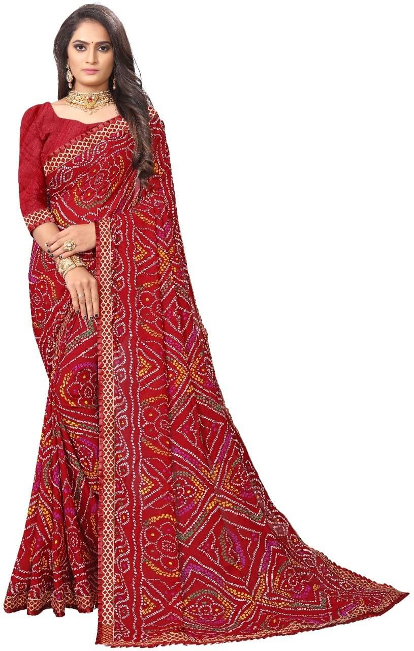 Kanooda Prints Georgette Checks Saree With Unstitched Blouse Piece ( Maroon ) Kanooda Prints Georgette Checks Saree With Unstitched Blouse Piece ( Maroon )