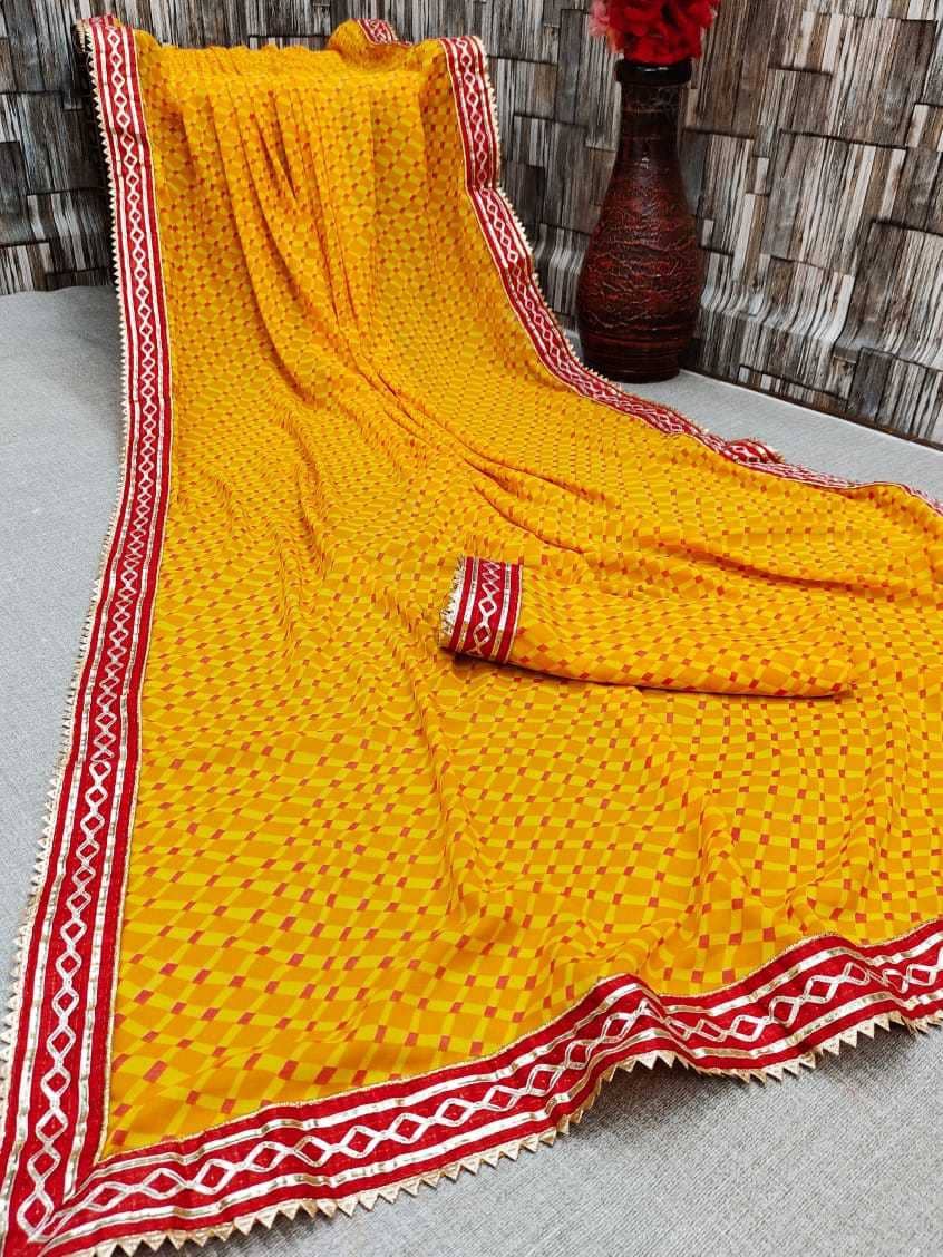 Kanooda Prints Georgette Checks Saree With Unstitched Blouse Piece ( Pink ) - Sarees | Buy online on ZillyBuy