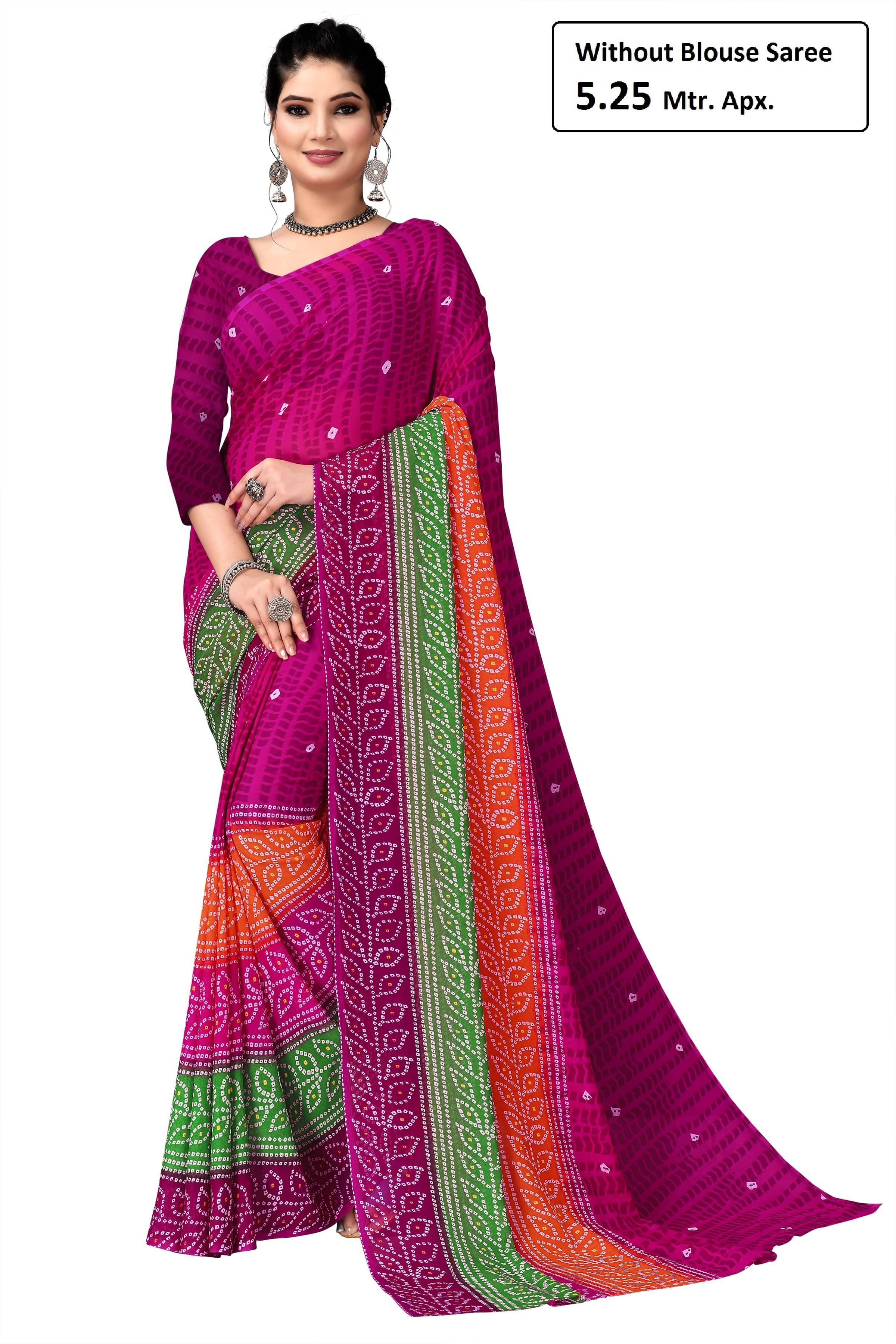     			Kanooda Prints Georgette Printed Saree With Unstitched Blouse Piece ( Rani )