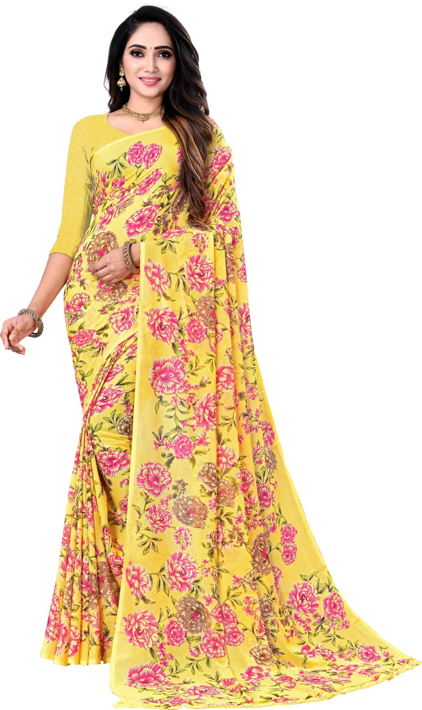 Kanooda Prints Georgette Printed Saree With Unstitched Blouse Piece ( Green ) Kanooda Prints Georgette Printed Saree With Unstitched Blouse Piece ( Green )