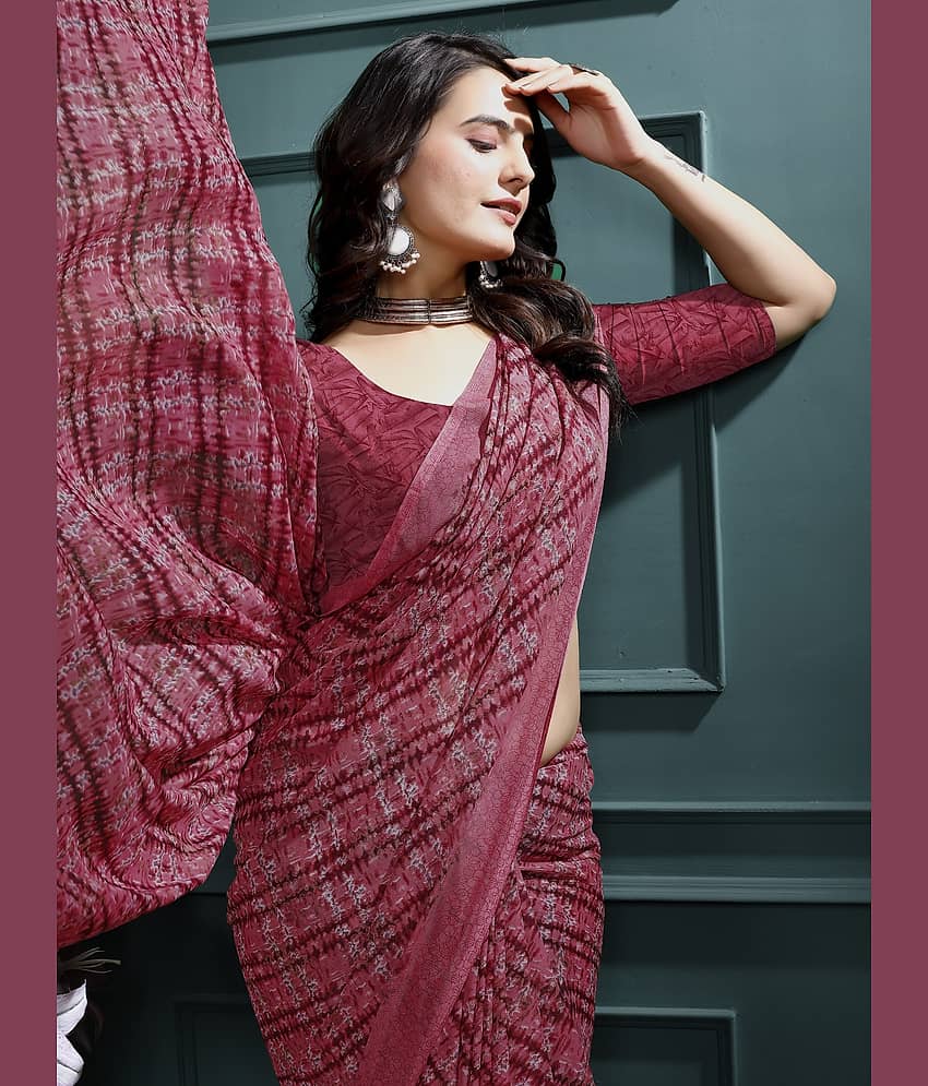 Kanooda Prints Georgette Printed Saree With Unstitched Blouse Piece ( Peach ) - Sarees | Buy online on ZillyBuy