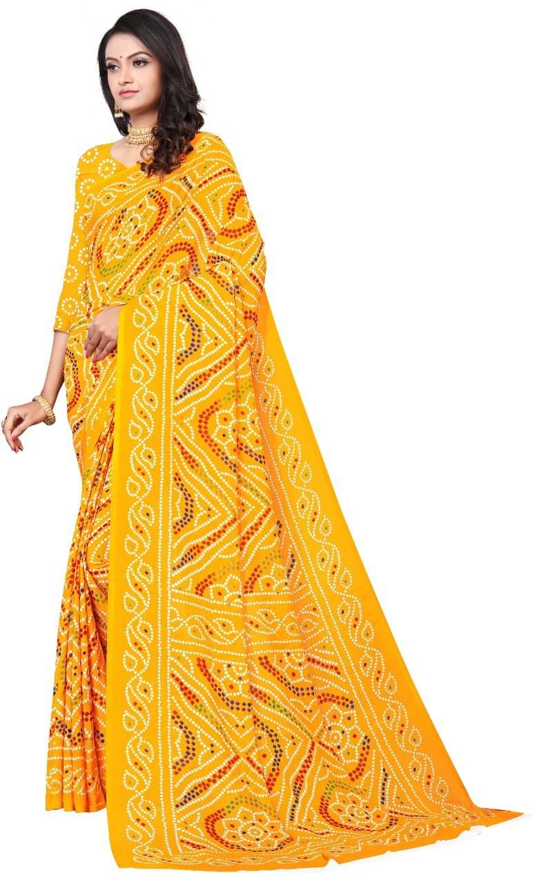 Kanooda Prints Georgette Printed Saree With Unstitched Blouse Piece ( Multicolor ) Kanooda Prints Georgette Printed Saree With Unstitched Blouse Piece ( Multicolor )