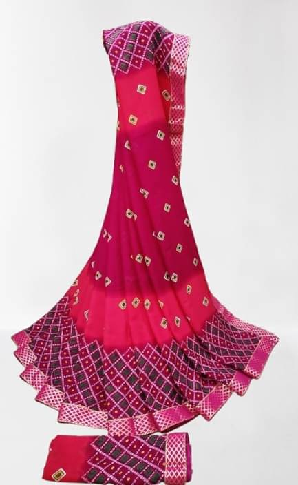Kanooda Prints Georgette Printed Saree With Unstitched Blouse Piece ( Pink ) Kanooda Prints Georgette Printed Saree With Unstitched Blouse Piece ( Pink )