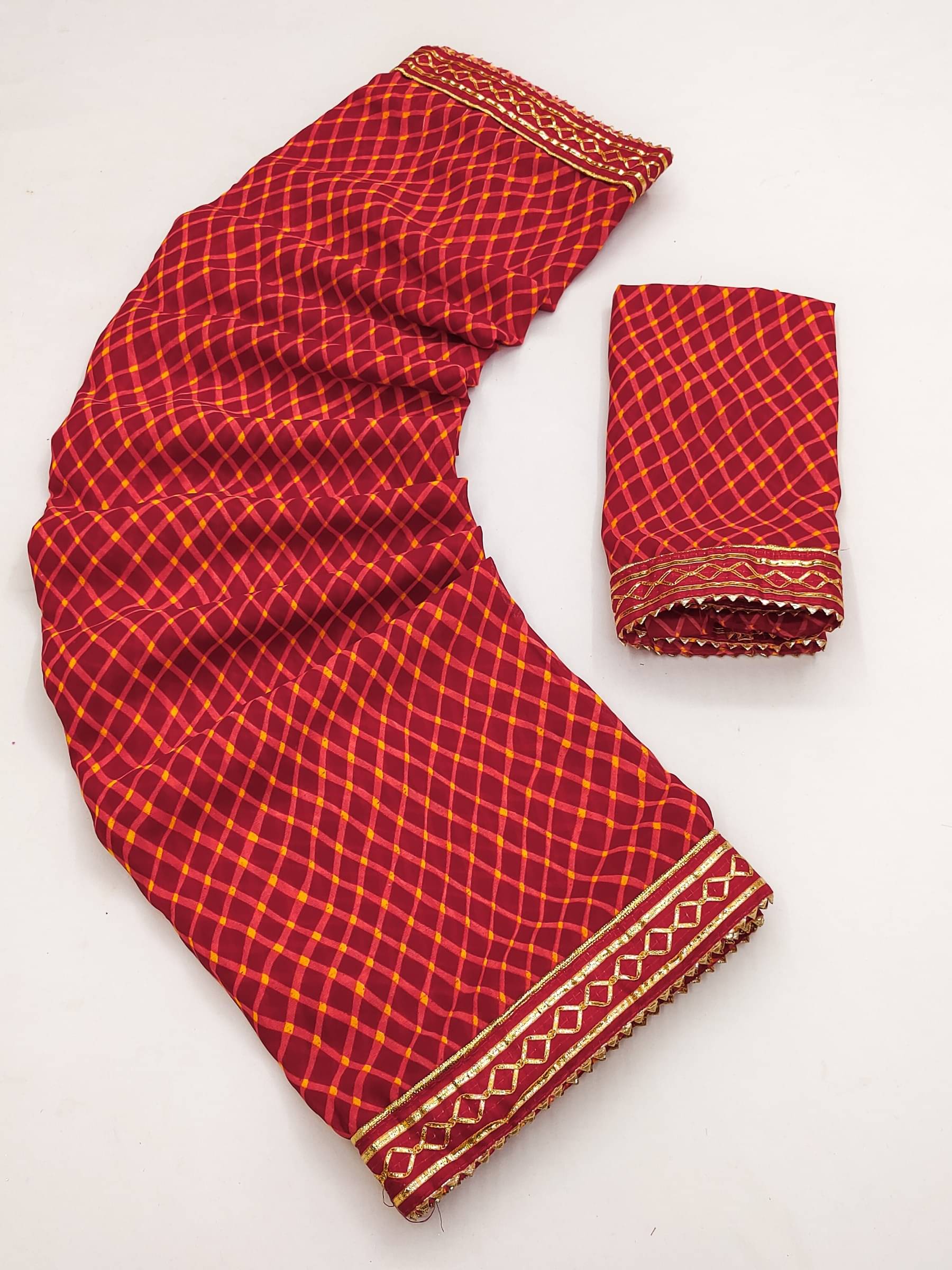     			Kanooda Prints Georgette Printed Saree With Unstitched Blouse Piece ( Maroon )