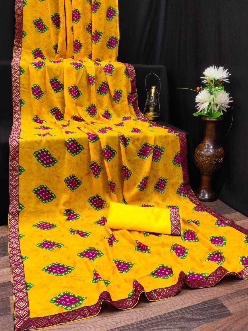     			Kanooda Prints Georgette Printed Saree With Unstitched Blouse Piece ( Yellow )