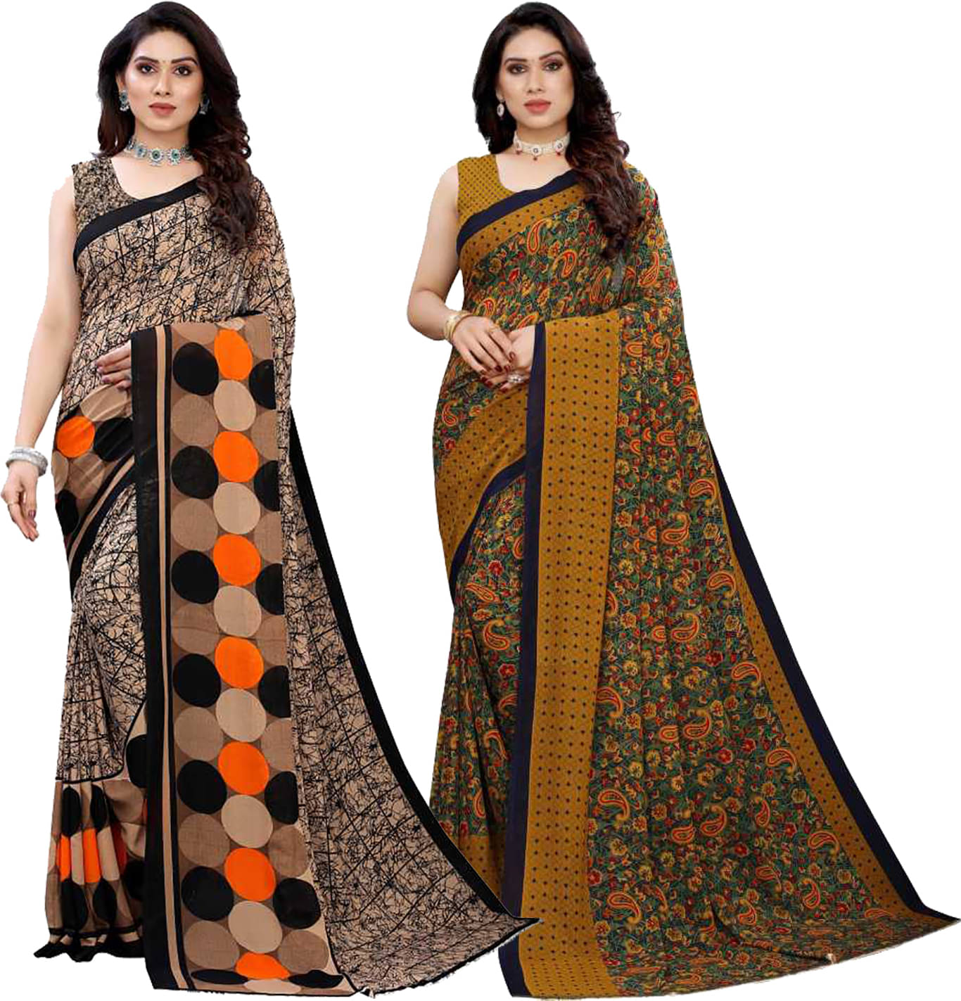 Kanooda Prints Georgette Printed Saree With Unstitched Blouse Piece ( Multicolor )     			Kanooda Prints Georgette Printed Saree With Unstitched Blouse Piece ( Multicolor )
