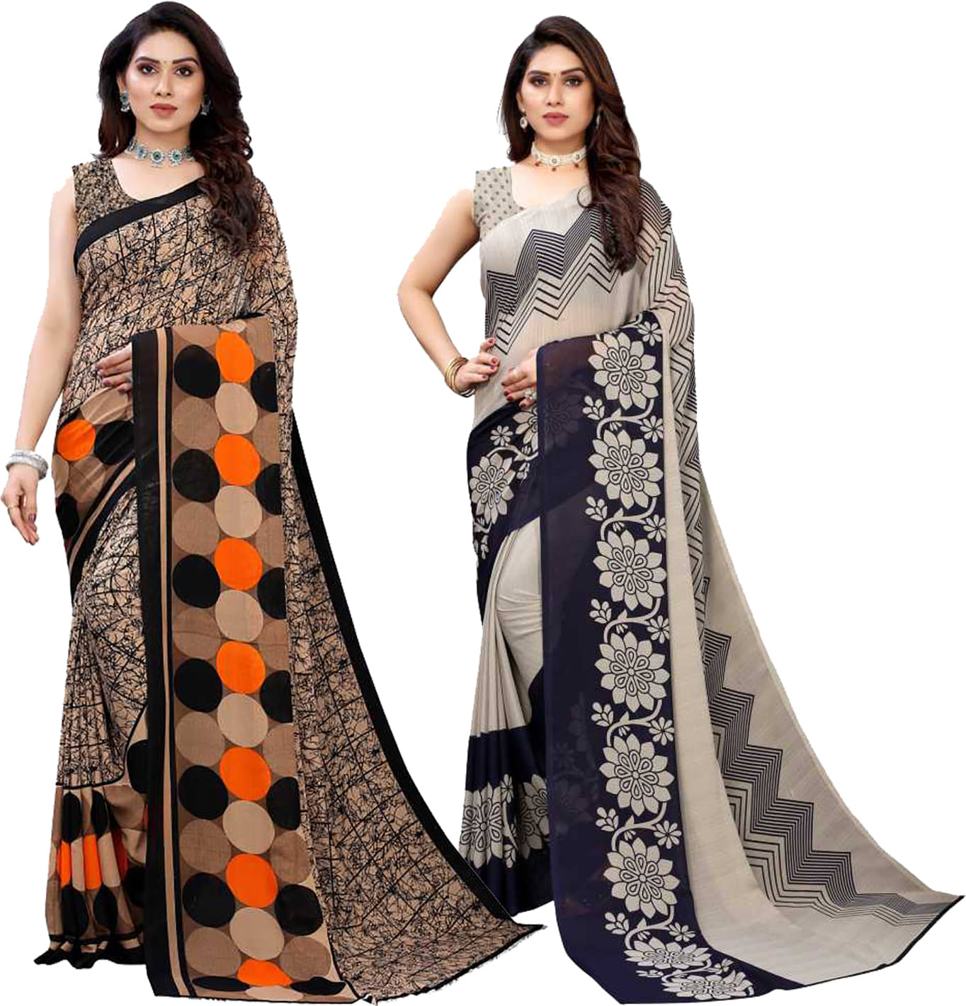     			Kanooda Prints Georgette Printed Saree With Unstitched Blouse Piece ( Multicolor )