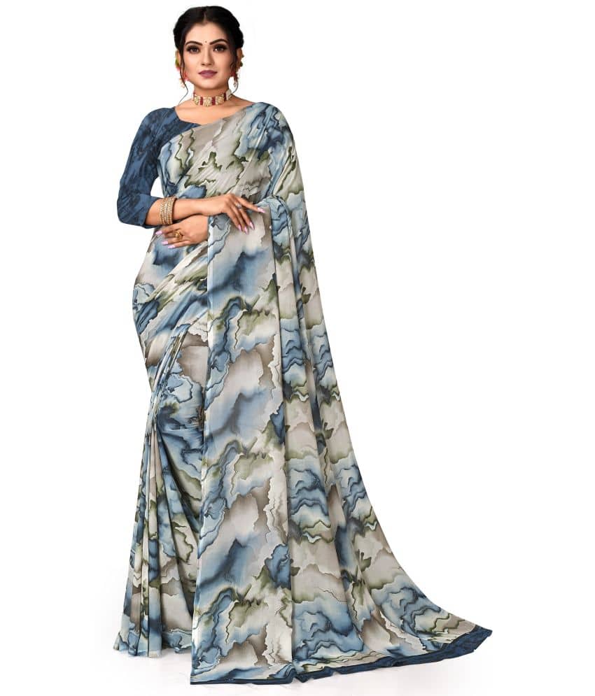Kanooda Prints Georgette Printed Saree With Unstitched Blouse Piece ( Multicolor ) - Sarees | Buy online on ZillyBuy
