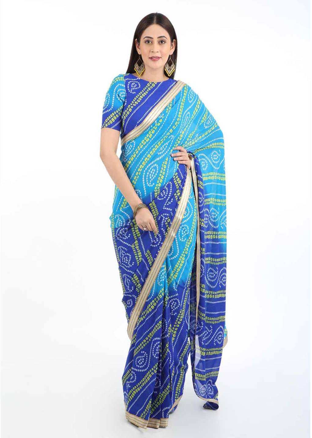 Kanooda Prints Georgette Printed Saree With Unstitched Blouse Piece ( Light Blue ) Kanooda Prints Georgette Printed Saree With Unstitched Blouse Piece ( Light Blue )