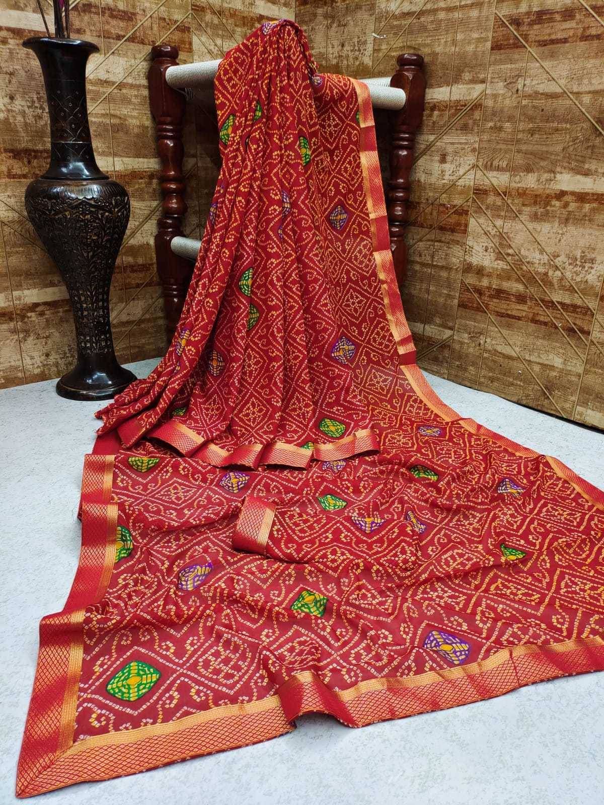     			Kanooda Prints Georgette Printed Saree With Unstitched Blouse Piece ( Red )