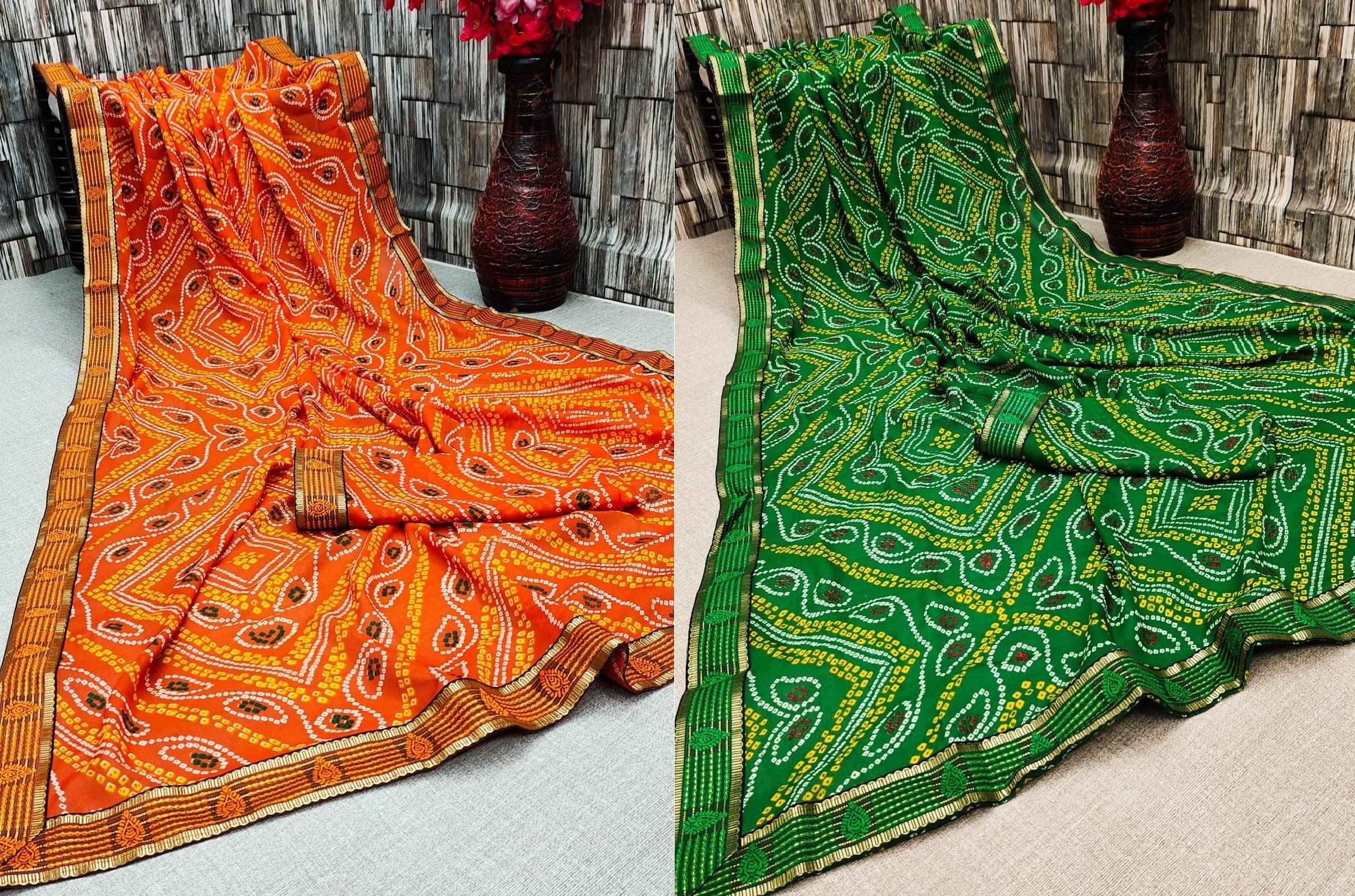 Kanooda Prints Georgette Printed Saree With Unstitched Blouse Piece ( Orange ) Kanooda Prints Georgette Printed Saree With Unstitched Blouse Piece ( Orange )