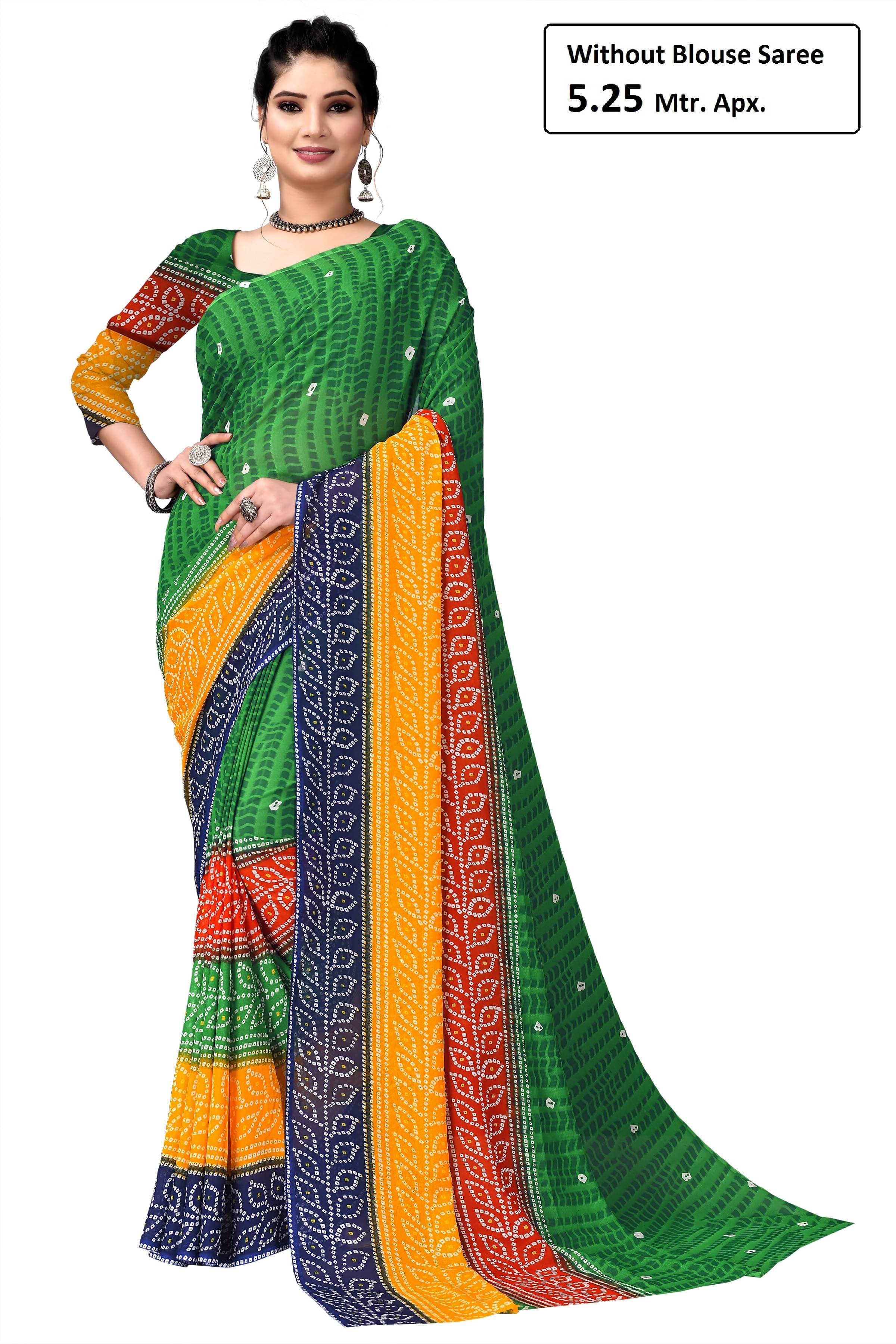     			Kanooda Prints Georgette Printed Saree With Unstitched Blouse Piece ( Green )