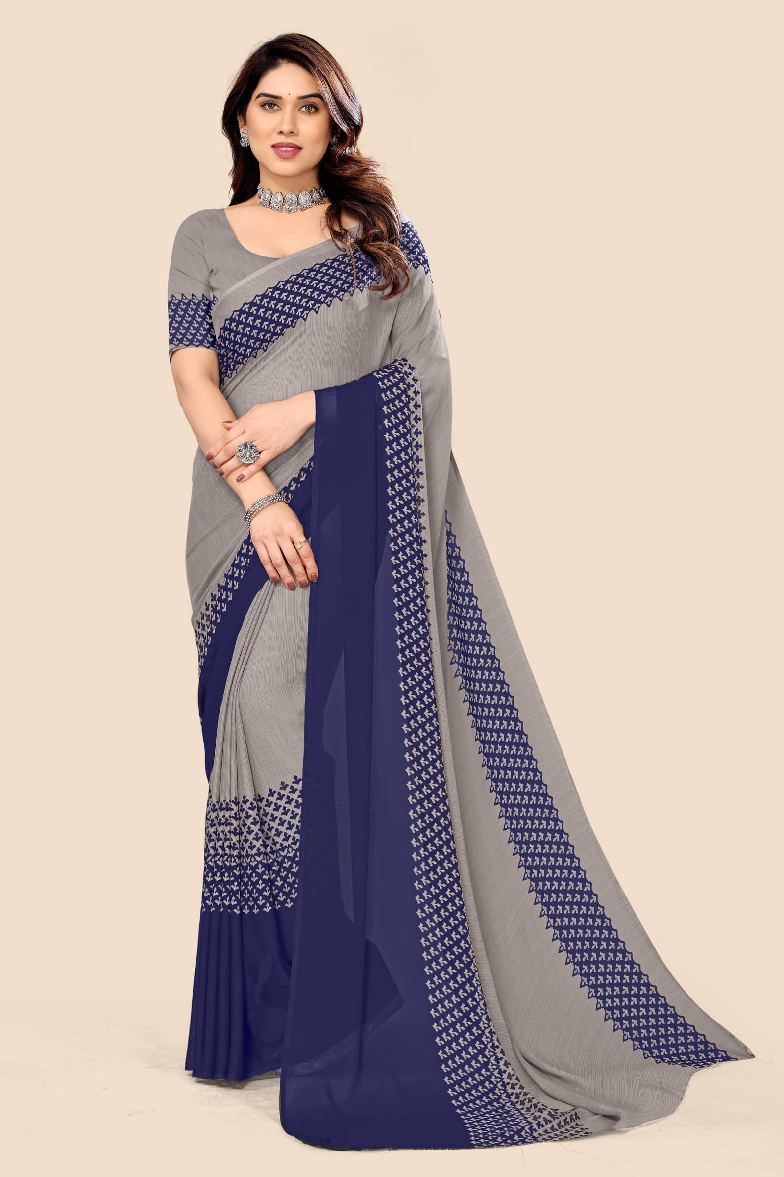 Kanooda Prints Georgette Printed Saree With Unstitched Blouse Piece ( Multicolor ) - Sarees | Buy online on ZillyBuy