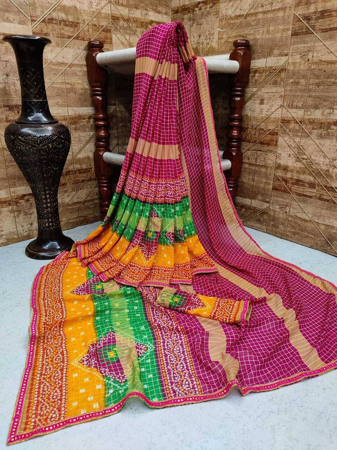     			Kanooda Prints Georgette Printed Saree With Unstitched Blouse Piece ( Multicolor )