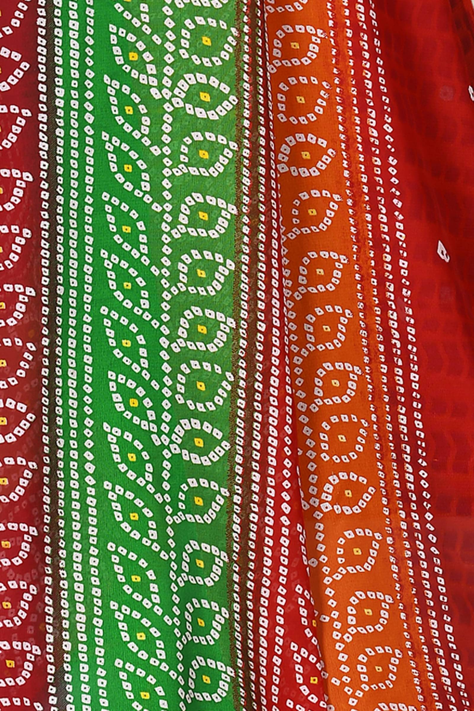 Kanooda Prints Georgette Printed Saree With Unstitched Blouse Piece ( Red ) Kanooda Prints Georgette Printed Saree With Unstitched Blouse Piece ( Red )