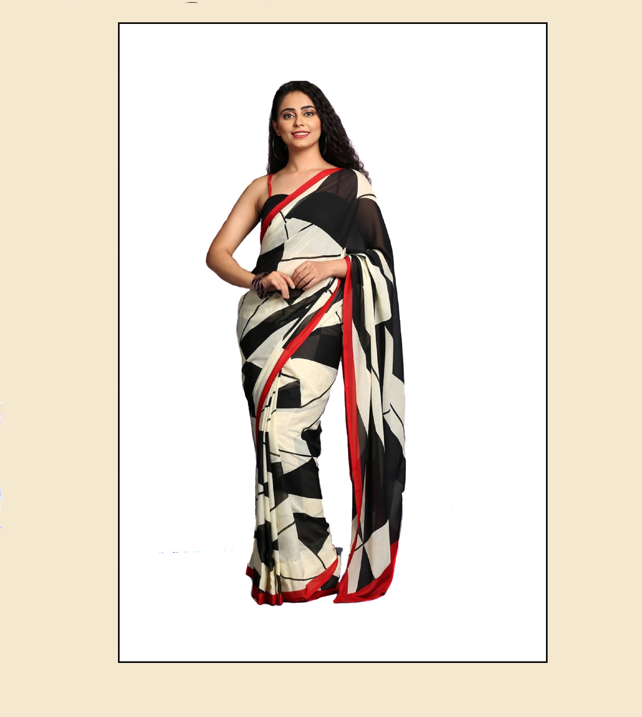     			Kanooda Prints Georgette Printed Saree With Unstitched Blouse Piece ( Black )