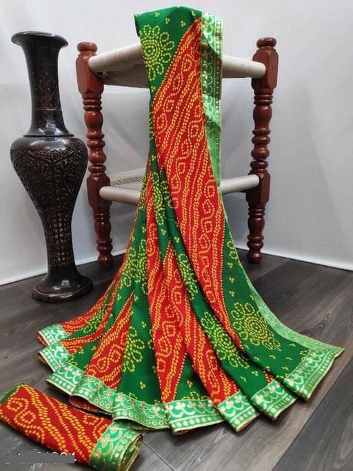 Kanooda Prints Georgette Printed Saree With Unstitched Blouse Piece ( Multicolor )     			Kanooda Prints Georgette Printed Saree With Unstitched Blouse Piece ( Multicolor )