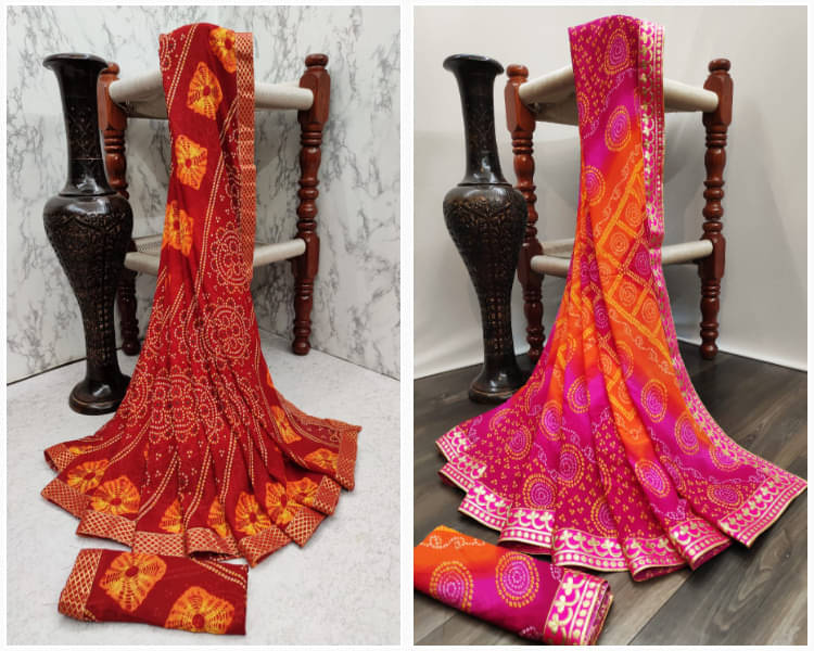     			Kanooda Prints Georgette Printed Saree With Unstitched Blouse Piece ( Multicolor )