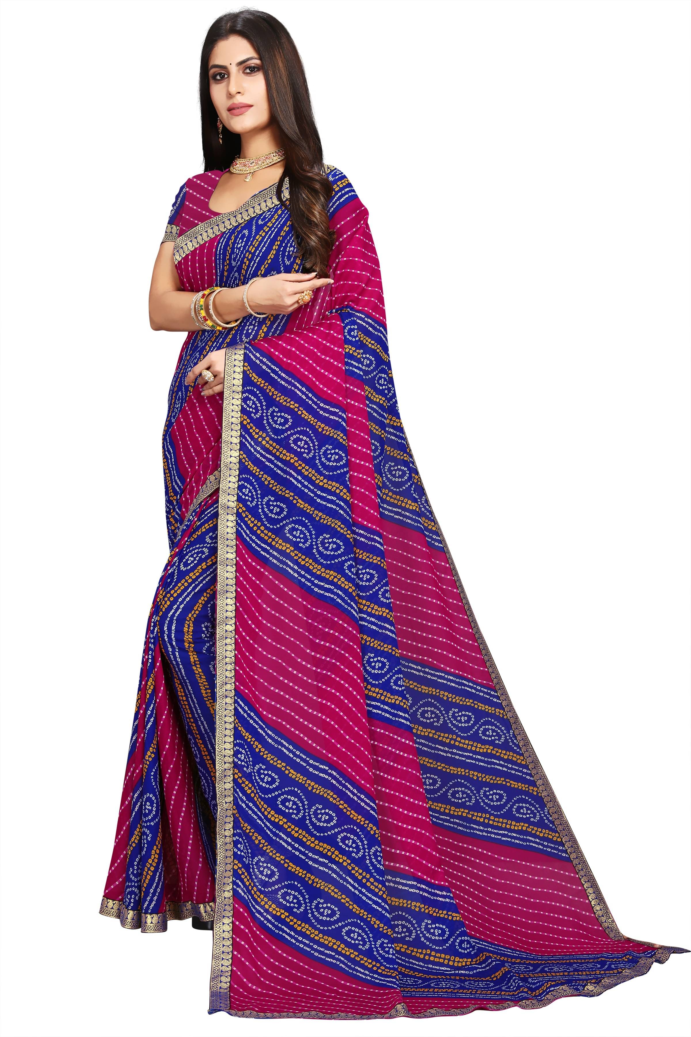 Kanooda Prints Georgette Printed Saree With Unstitched Blouse Piece ( Blue ) Kanooda Prints Georgette Printed Saree With Unstitched Blouse Piece ( Blue )