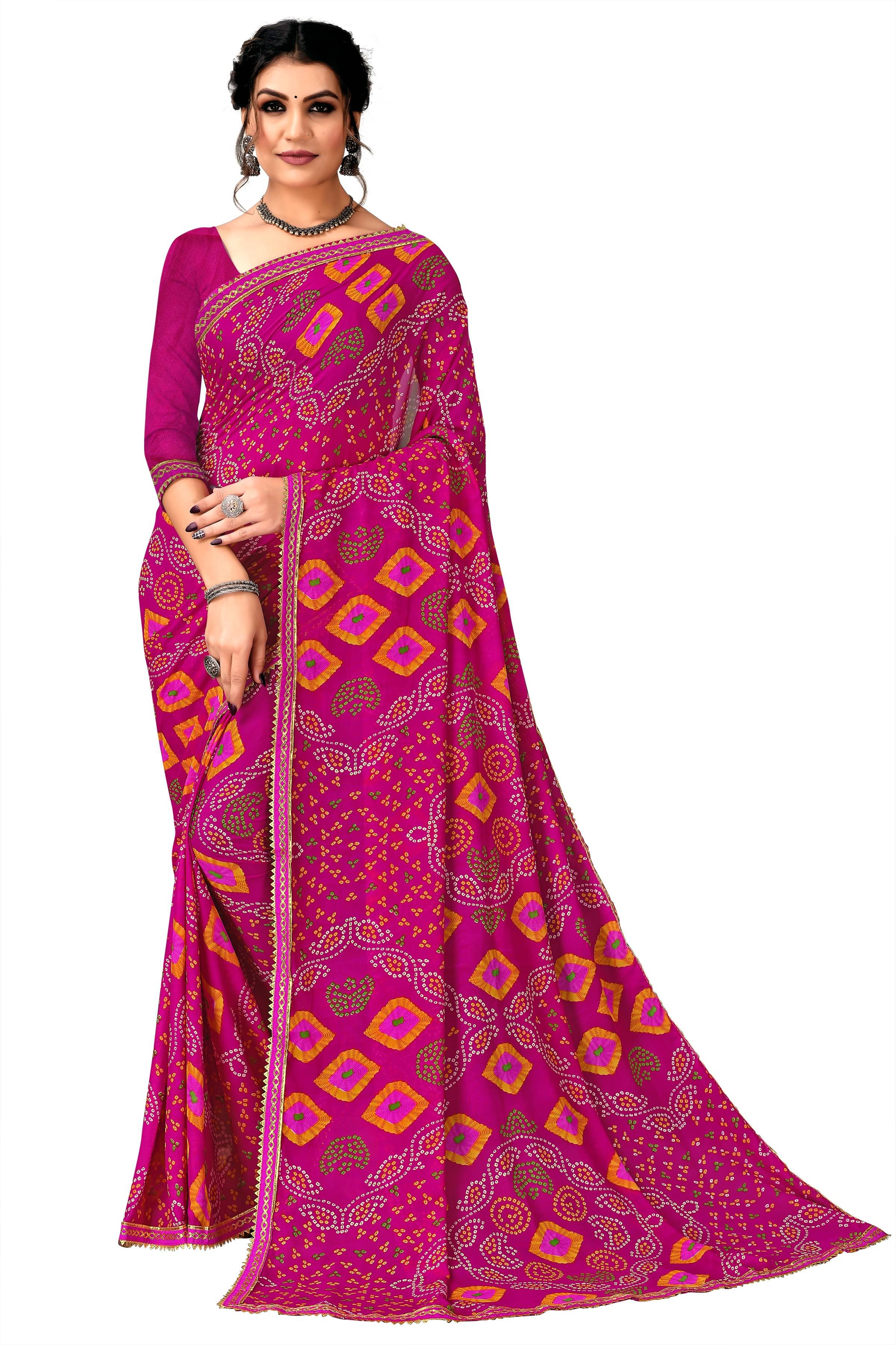 Kanooda Prints Georgette Printed Saree With Unstitched Blouse Piece ( Pink ) Kanooda Prints Georgette Printed Saree With Unstitched Blouse Piece ( Pink )