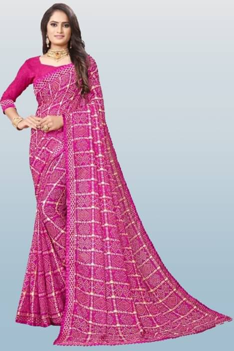     			Kanooda Prints Georgette Printed Saree With Unstitched Blouse Piece ( Multicolor )